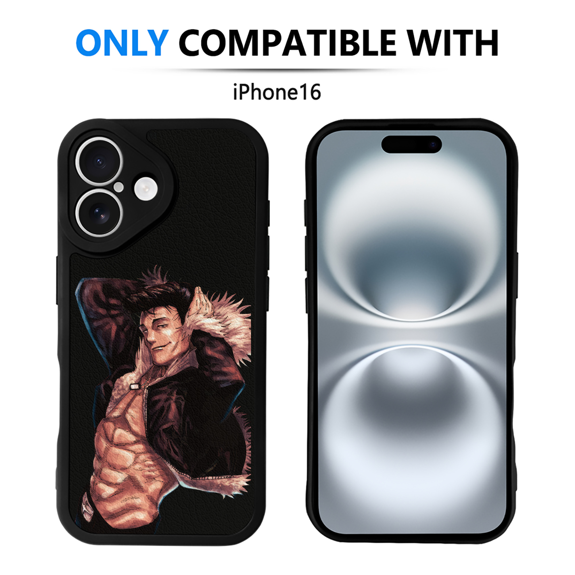 （画像用） 呪術廻戦 Jujutsu Kaisen 【iPhone 16シリーズ対応】シリコンスマホケース（レザー調） 材質：シリコン